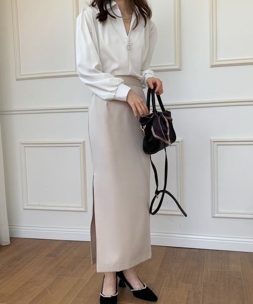 ECLIN（エクラン）の「スリットタイトロングスカート（スカート・レディース・ブラック/ベージュ/カーキ・S/M）」の21枚目の写真