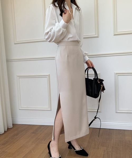 ECLIN（エクラン）の「スリットタイトロングスカート（スカート・レディース・ブラック/ベージュ/カーキ・S/M）」の22枚目の写真