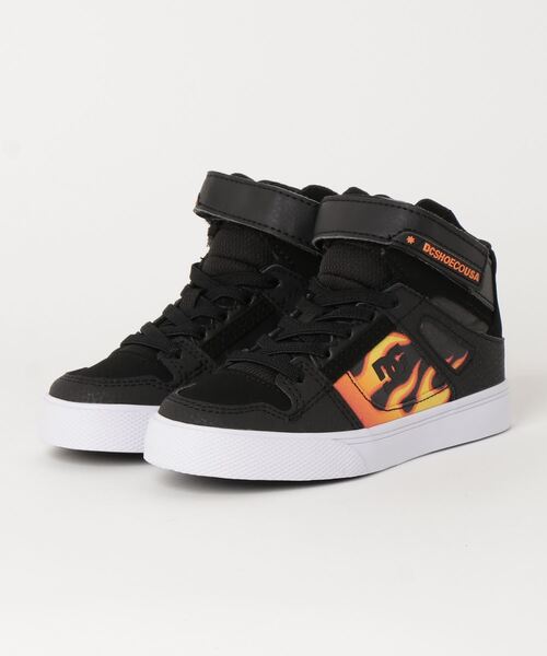 DC（ディーシー）の「DC/ディーシー キッズ スケシュー Ks PURE HIGH-TOP SE EV SN JP DK224009（スニーカー・キッズ・ブラック系その他4/オレンジ系その他/ホワイト×レッド・20.0cm/22.0cm/23.0cm/19.0cm/24.0cm/21.0cm/17.0cm/18.0cm）」の2枚目の写真