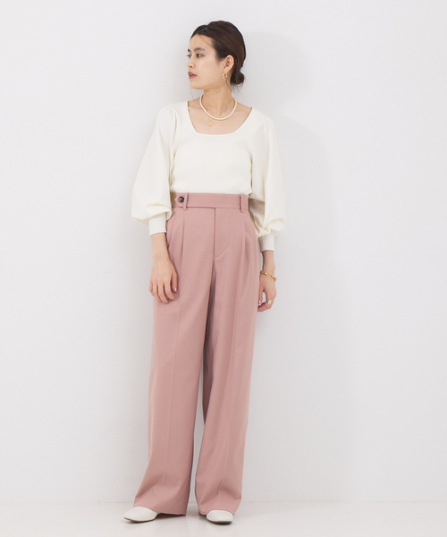 Rouge vif Anna（ルージュヴィフアンナ）の「パフスリーブスクエアネックニット（ニット/セーター・レディース・ブラウン/ピンク/アイボリー/ブラック・フリー）」の11枚目の写真