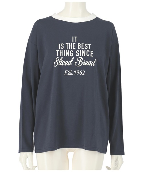 anap mimpi(アナップミンピ)の「カラーロゴプリントリンガーロングスリーブTシャツ(Tシャツ/カットソー・レディース・ベージュ/ネイビー/レッド/グリーン・FREE)」の12枚目の写真