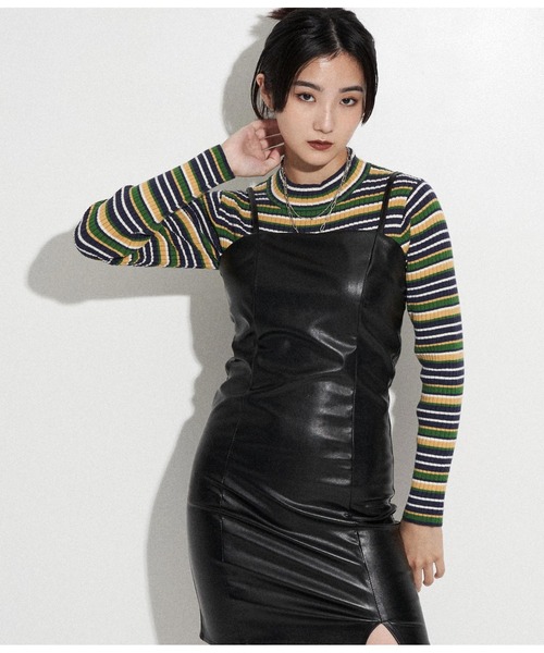 セール】マルチボーダーリブトップスカットソー（Tシャツ/カットソー