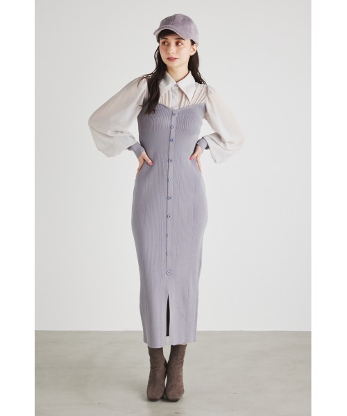 rienda(リエンダ)の「シャツコンビタイトニットワンピース(ワンピース・レディース・ライトパープル/ブラック/カーキ・FREE)」の17枚目の写真