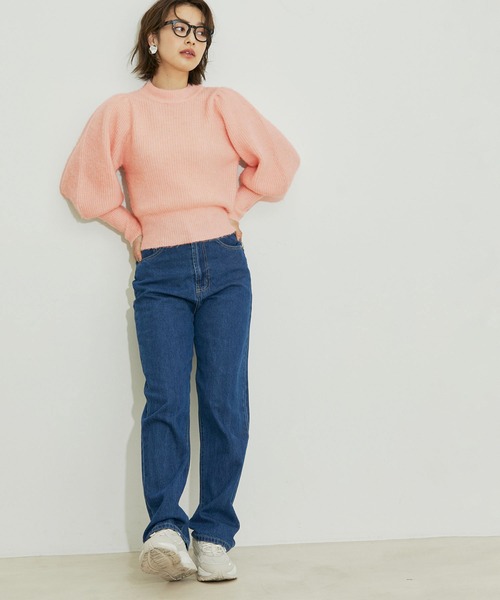 vis-`a-vis（ビサビ）の「【WEB限定】ふわふわボリューム袖クルーネックニットプルオーバー（ニット/セーター・レディース・ブラック/ホワイト/ラベンダー/ピンク・FREE）」の8枚目の写真