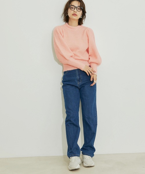 vis-`a-vis（ビサビ）の「【WEB限定】ふわふわボリューム袖クルーネックニットプルオーバー（ニット/セーター・レディース・ブラック/ホワイト/ラベンダー/ピンク・FREE）」の15枚目の写真