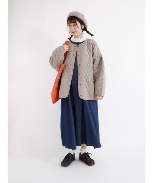 Samansa Mos2（サマンサ モスモス）の「カットキルトジャケット（テーラードジャケット・レディース・ブラック/カーキ/ベージュ・ﾌﾘ-）」の10枚目の写真