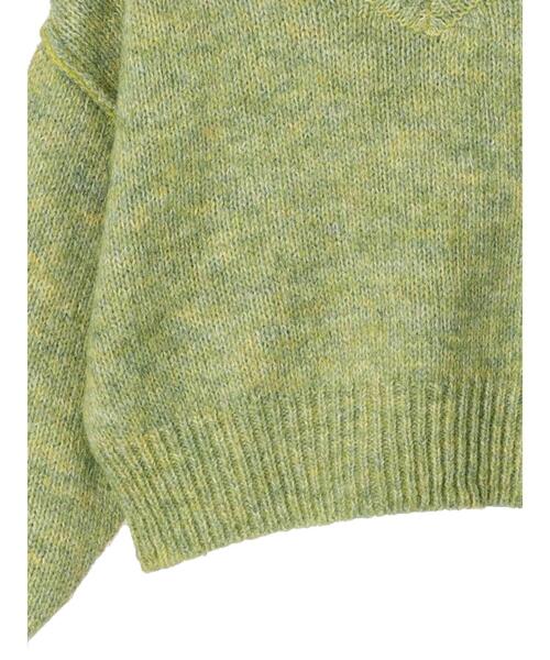 earth music&ecology(アースミュージックアンドエコロジー)の「ヘアリーVネックショートニット(ニット/セーター・レディース・ライム/ピンク/サックスブルー/ブラック/ライトベージュ・FREE)」の13枚目の写真