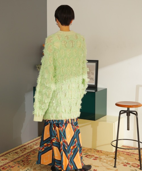 mag.by c（マグバイシー）の「(mag.by c)フリンジチュニックニット（ニット/セーター・レディース・ライトグリーン/オレンジ・ONE SIZE）」の9枚目の写真