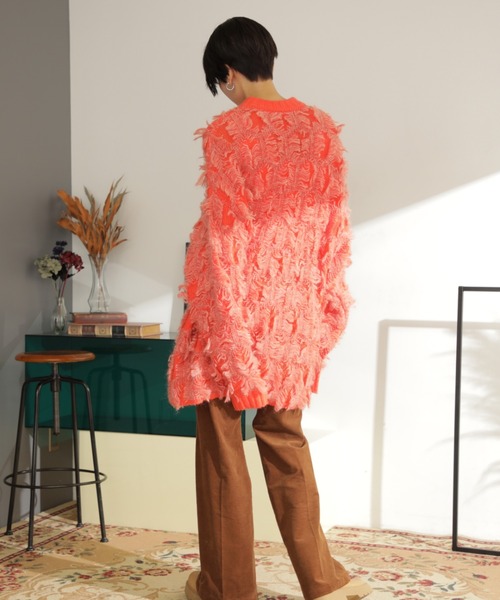 mag.by c（マグバイシー）の「(mag.by c)フリンジチュニックニット（ニット/セーター・レディース・ライトグリーン/オレンジ・ONE SIZE）」の3枚目の写真