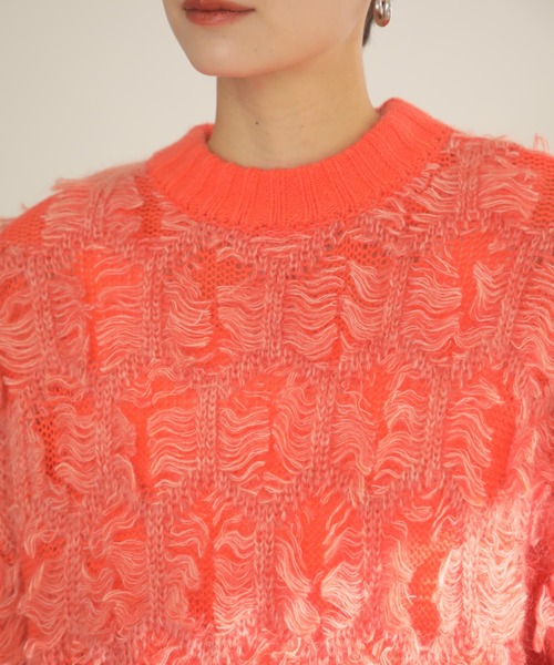 mag.by c（マグバイシー）の「(mag.by c)フリンジチュニックニット（ニット/セーター・レディース・ライトグリーン/オレンジ・ONE SIZE）」の4枚目の写真
