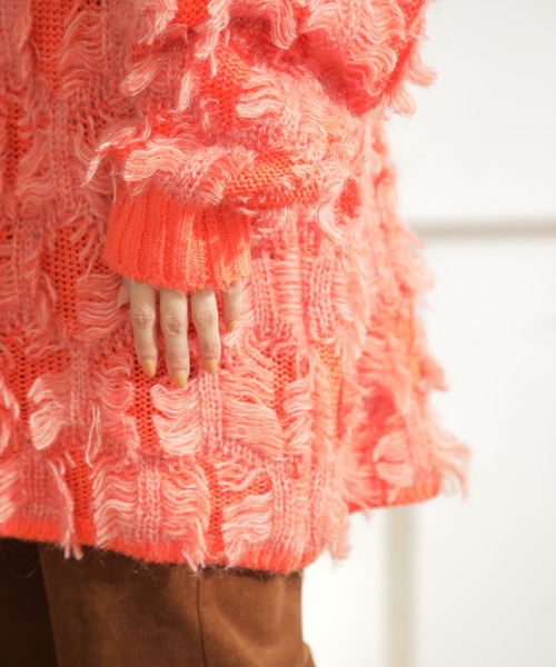 mag.by c（マグバイシー）の「(mag.by c)フリンジチュニックニット（ニット/セーター・レディース・ライトグリーン/オレンジ・ONE SIZE）」の10枚目の写真