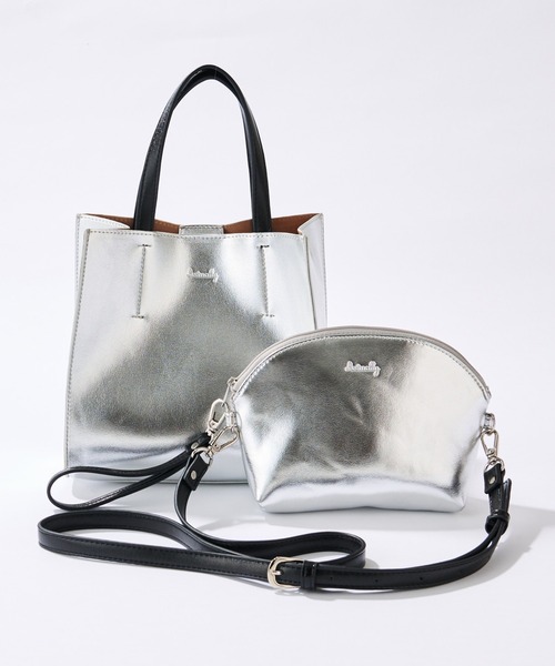 Actually（アクチュアリー）の「メタリックトートS ポーチ付き（トートバッグ・レディース・ブラック/シルバー/シルバー×ブラック/ブロンズ・フリー）」の10枚目の写真