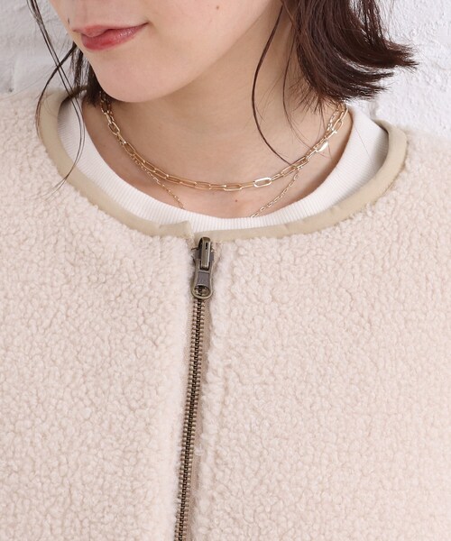 SHOO・LA・RUE（シューラルー）の「◆【リバーシブル】ボア キルト ジャケット（ノーカラージャケット・レディース・ブラック系4/ベージュ系その他7/カーキ系3・03/02/04）」の8枚目の写真