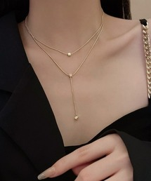 2連スクエアネックレス