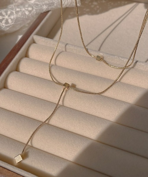 LAC-VERT(ラック・ヴェール)の「2連スクエアネックレス(ネックレス・レディース・ゴールド・FREE)」の4枚目の写真