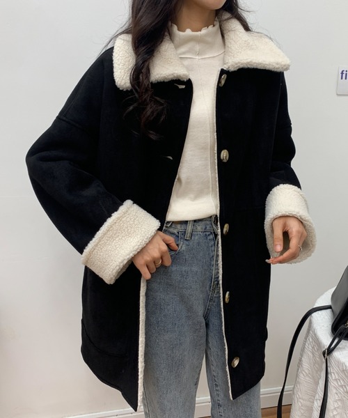 ABITOKYO（アビトーキョー）の「フェイクムートンボアジャケット（ムートンコート・レディース・ブラック/ベージュ/アイボリー・FREE）」の16枚目の写真