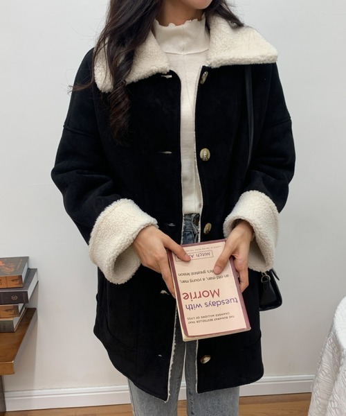 ABITOKYO（アビトーキョー）の「フェイクムートンボアジャケット（ムートンコート・レディース・ブラック/ベージュ/アイボリー・FREE）」の17枚目の写真