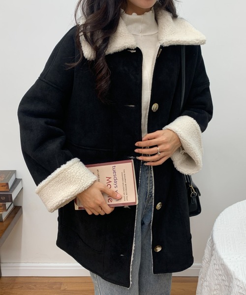 ABITOKYO（アビトーキョー）の「フェイクムートンボアジャケット（ムートンコート・レディース・ブラック/ベージュ/アイボリー・FREE）」の18枚目の写真