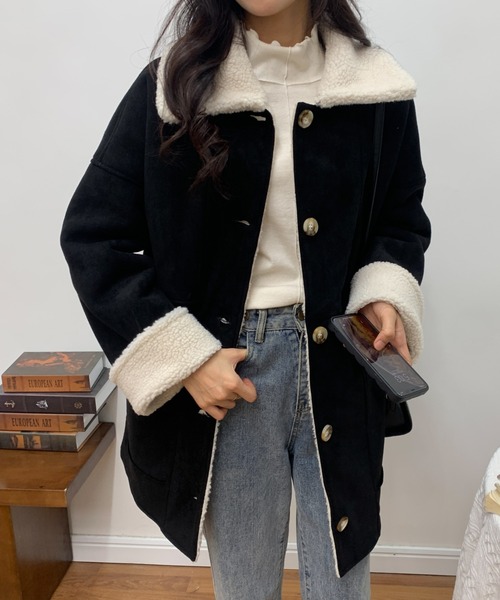 ABITOKYO（アビトーキョー）の「フェイクムートンボアジャケット（ムートンコート・レディース・ブラック/ベージュ/アイボリー・FREE）」の19枚目の写真