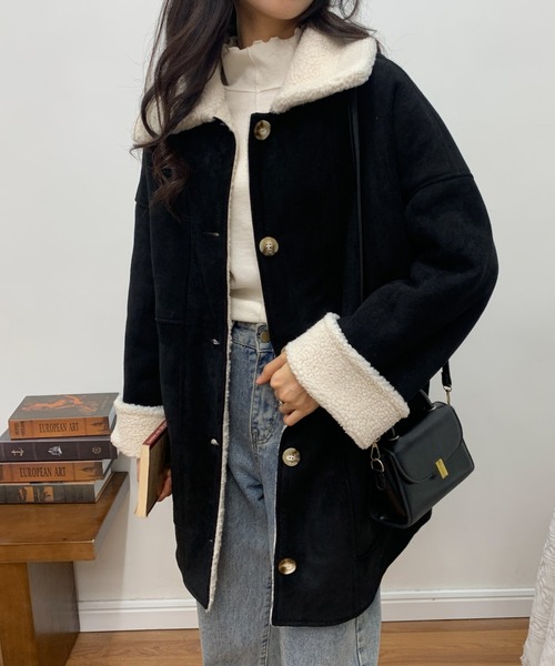 ABITOKYO（アビトーキョー）の「フェイクムートンボアジャケット（ムートンコート・レディース・ブラック/ベージュ/アイボリー・FREE）」の21枚目の写真