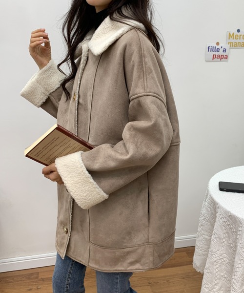 ABITOKYO（アビトーキョー）の「フェイクムートンボアジャケット（ムートンコート・レディース・ブラック/ベージュ/アイボリー・FREE）」の14枚目の写真