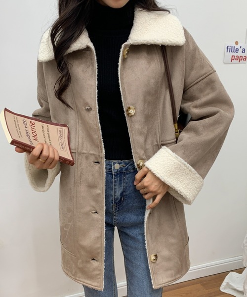 ABITOKYO（アビトーキョー）の「フェイクムートンボアジャケット（ムートンコート・レディース・ブラック/ベージュ/アイボリー・FREE）」の11枚目の写真