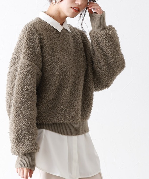 クルーネックプードルニット