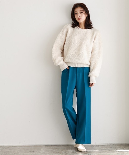 クルーネックプードルニット