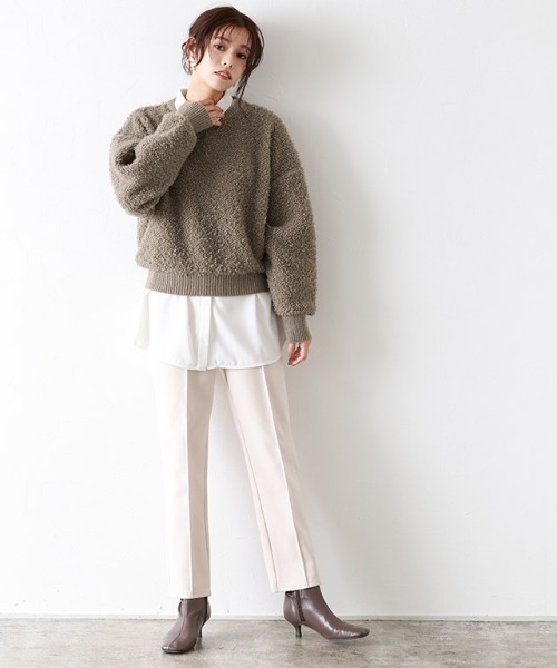 Pierrot(ピエロ)の「クルーネックプードルニット(ニット/セーター・レディース・ブラック/アイボリー/モカ・M/L)」の16枚目の写真
