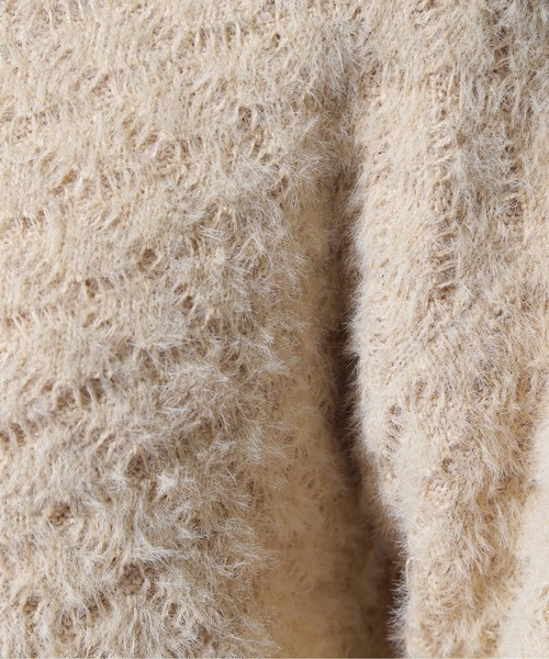 NATURAL BEAUTY BASIC（ナチュラルビューティーベーシック）の「フェザージャガードニット（ニット/セーター・レディース・ダークブルー/オフホワイト/ベージュ・FREE）」の8枚目の写真