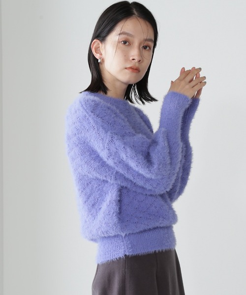 NATURAL BEAUTY BASIC（ナチュラルビューティーベーシック）の「フェザージャガードニット（ニット/セーター・レディース・ダークブルー/オフホワイト/ベージュ・FREE）」の10枚目の写真