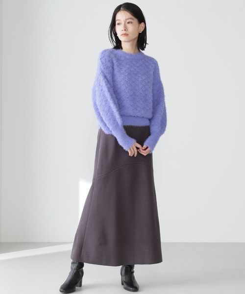 NATURAL BEAUTY BASIC（ナチュラルビューティーベーシック）の「フェザージャガードニット（ニット/セーター・レディース・ダークブルー/オフホワイト/ベージュ・FREE）」の12枚目の写真