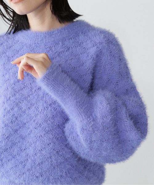 NATURAL BEAUTY BASIC（ナチュラルビューティーベーシック）の「フェザージャガードニット（ニット/セーター・レディース・ダークブルー/オフホワイト/ベージュ・FREE）」の16枚目の写真