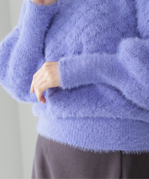 NATURAL BEAUTY BASIC（ナチュラルビューティーベーシック）の「フェザージャガードニット（ニット/セーター・レディース・ダークブルー/オフホワイト/ベージュ・FREE）」の17枚目の写真