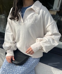 【低身長用サイズあり】裏毛刺繍スキッパースウェット