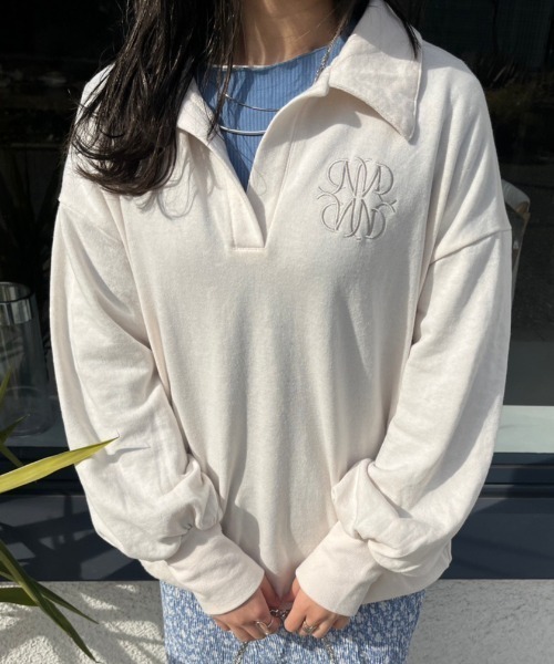 nemne store(ネンネストア)の「【低身長用サイズあり】裏毛刺繍スキッパースウェット(スウェット・レディース・オートミール/アイボリー/ブルー・SMALL/MEDIUM)」の22枚目の写真