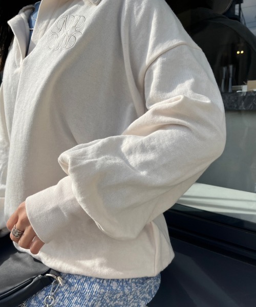 nemne store(ネンネストア)の「【低身長用サイズあり】裏毛刺繍スキッパースウェット(スウェット・レディース・オートミール/アイボリー/ブルー・SMALL/MEDIUM)」の10枚目の写真