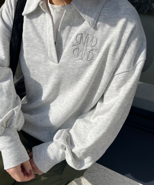 nemne store(ネンネストア)の「【低身長用サイズあり】裏毛刺繍スキッパースウェット(スウェット・レディース・オートミール/アイボリー/ブルー・SMALL/MEDIUM)」の11枚目の写真