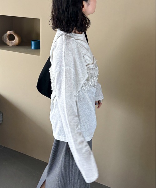 スラブ調オーバーシアートップス（Tシャツ/カットソー）｜feepur