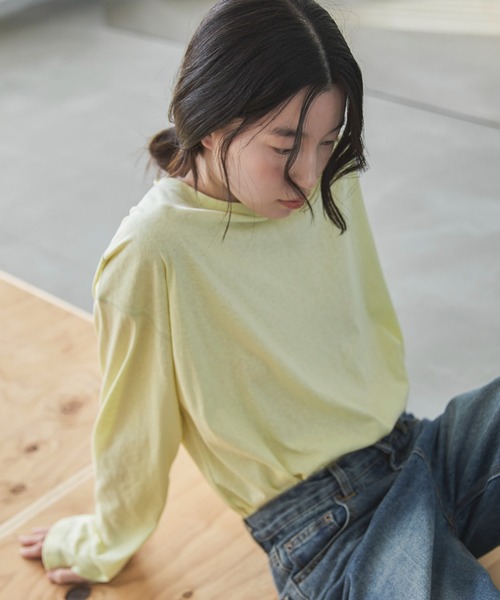 スラブ調オーバーシアートップス（Tシャツ/カットソー）｜feepur