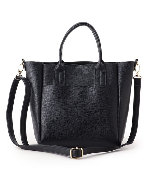 SHOO・LA・RUE（シューラルー）の「◆【2WAY】ダブルポケットスクエアトート（トートバッグ・レディース・ブラック/グレー/サンドベージュ・00）」の7枚目の写真