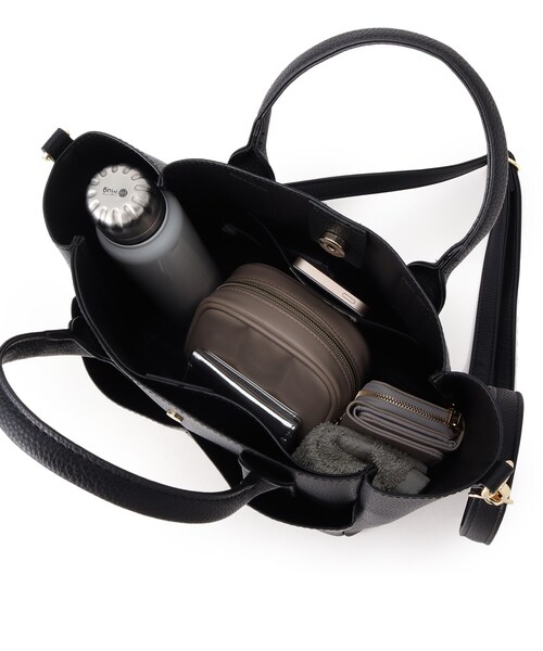 SHOO・LA・RUE（シューラルー）の「◆【2WAY】ダブルポケットスクエアトート（トートバッグ・レディース・ブラック/グレー/サンドベージュ・00）」の12枚目の写真