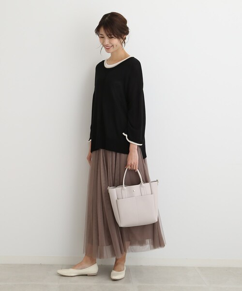 SHOO・LA・RUE（シューラルー）の「◆【2WAY】ダブルポケットスクエアトート（トートバッグ・レディース・ブラック/グレー/サンドベージュ・00）」の19枚目の写真