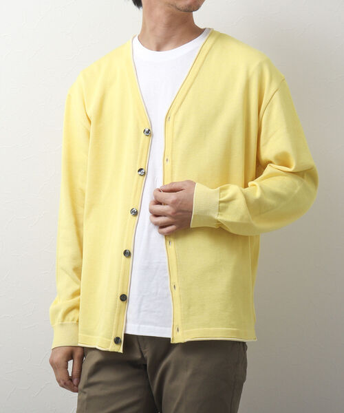 NOLLEY'S goodman（ノーリーズグッドマン）の「SIX FUNCTIONS 半袖Tシャツ付き プレーティング Vカーディガン（カーディガン/ボレロ・メンズ・ロイヤルブルー/イエロー/ベビーピンク/グリーン/ベージュ/ネイビー・S/M/L）」の5枚目の写真