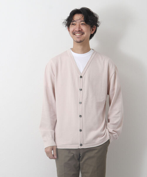 NOLLEY'S goodman（ノーリーズグッドマン）の「SIX FUNCTIONS 半袖Tシャツ付き プレーティング Vカーディガン（カーディガン/ボレロ・メンズ・ロイヤルブルー/イエロー/ベビーピンク/グリーン/ベージュ/ネイビー・S/M/L）」の7枚目の写真