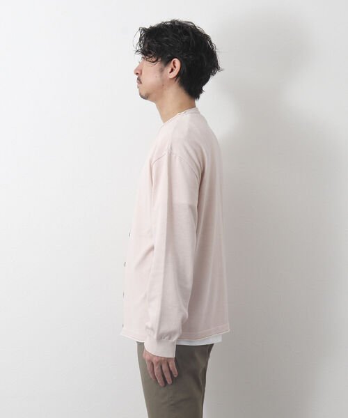 NOLLEY'S goodman（ノーリーズグッドマン）の「SIX FUNCTIONS 半袖Tシャツ付き プレーティング Vカーディガン（カーディガン/ボレロ・メンズ・ロイヤルブルー/イエロー/ベビーピンク/グリーン/ベージュ/ネイビー・S/M/L）」の13枚目の写真