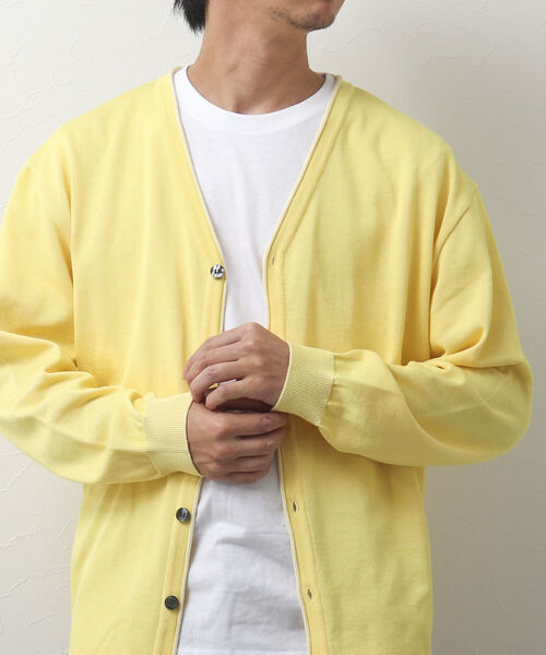 NOLLEY'S goodman（ノーリーズグッドマン）の「SIX FUNCTIONS 半袖Tシャツ付き プレーティング Vカーディガン（カーディガン/ボレロ・メンズ・ロイヤルブルー/イエロー/ベビーピンク/グリーン/ベージュ/ネイビー・S/M/L）」の20枚目の写真