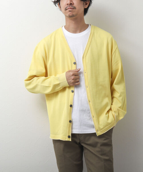NOLLEY'S goodman（ノーリーズグッドマン）の「SIX FUNCTIONS 半袖Tシャツ付き プレーティング Vカーディガン（カーディガン/ボレロ・メンズ・ロイヤルブルー/イエロー/ベビーピンク/グリーン/ベージュ/ネイビー・S/M/L）」の21枚目の写真