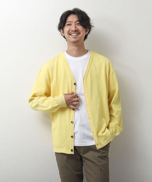 NOLLEY'S goodman（ノーリーズグッドマン）の「SIX FUNCTIONS 半袖Tシャツ付き プレーティング Vカーディガン（カーディガン/ボレロ・メンズ・ロイヤルブルー/イエロー/ベビーピンク/グリーン/ベージュ/ネイビー・S/M/L）」の22枚目の写真