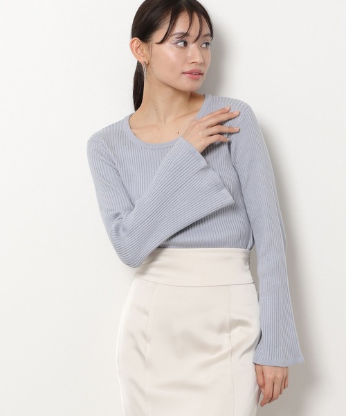 mysty woman(ミスティウーマン)の「フレアースリーブニット 188918(ニット/セーター・レディース・ライトブルー/ブラック/オフホワイト/ライトピンク・FREE)」の13枚目の写真